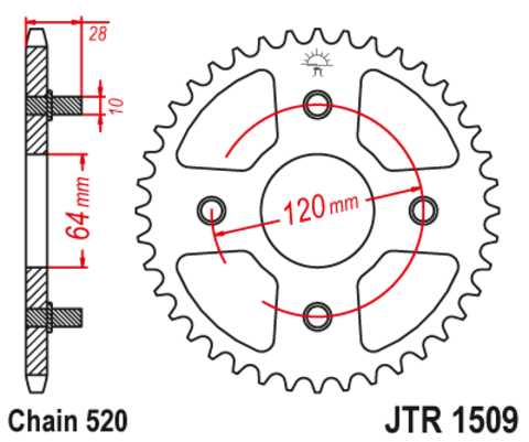 Звезда ведомая для мотоцикла JTR1509.41