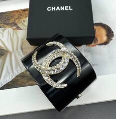 20175-Браслет манжета широкий CHANEL с лого из латуни в позолоте lux