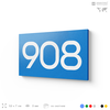 Номер на дверь 908, табличка на дверь для офиса, квартиры, кабинета, аудитории, склада, голубая 120х70 мм, Айдентика Технолоджи