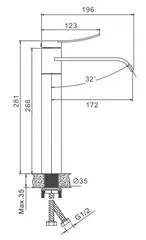 Смеситель для раковины BELZ B11812-1 высокий, нержавеющая сталь, сатин