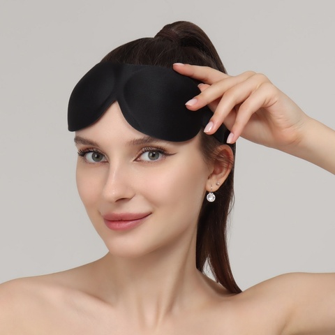 Маска для сна и не только (3D, на липучке) чёрная Маска для сна и не только (3D, на липучке) чёрная