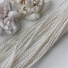 Жемчуг натуральный речной, рис, 2,8-3,8 мм, 1 нить, Ж015