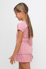 пижама  для девочки  К 1642/розовый зефир,двойная клетка