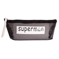 Пенал - косметичка Alingar, ПВХ-сетка, молния, 90 х 200 мм, "Superman", черный (надпись Superman)