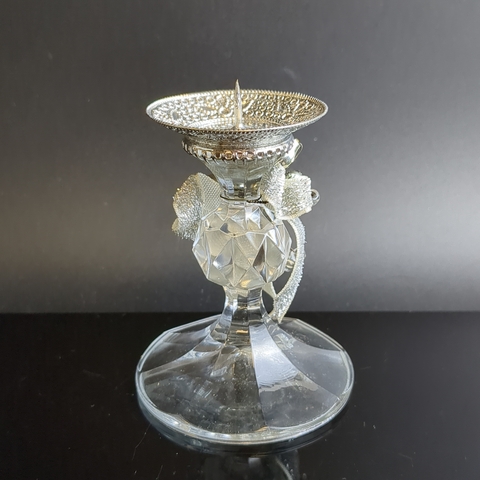 Подсвечник на одноу свечу. Высота 8 см, хрусталь, Чехия, 1970-1990 гг. В оригиальной коробке