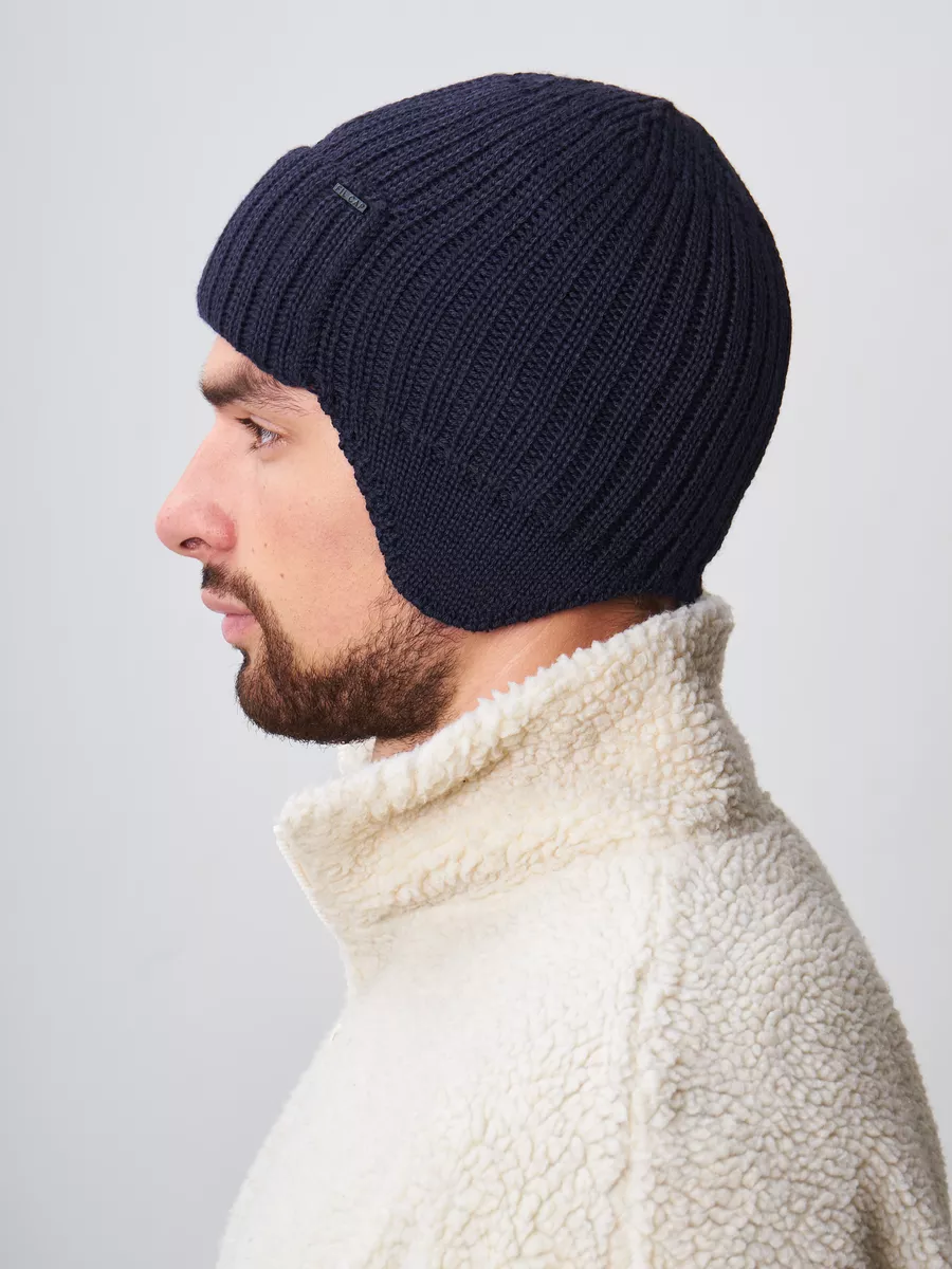 Шапка ушанка зимняя вязаная на флисе