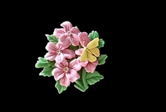 Силиконовый молд Мотылек на букете цветов малый