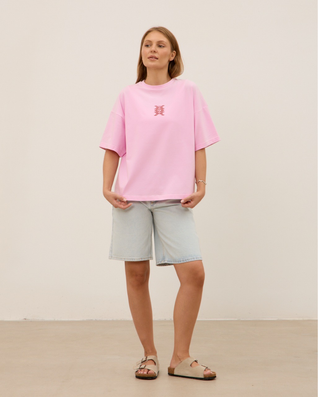 Футболка 03, с узором, розовая