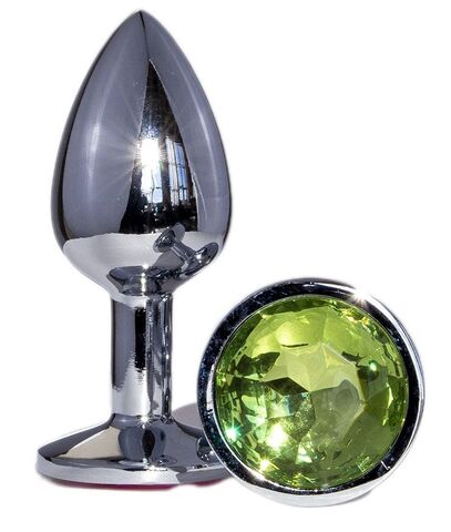 Металлическая анальная втулка с зеленым кристаллом - 7,2 см. - OYO PS03-EGZO-Bag-Green grass