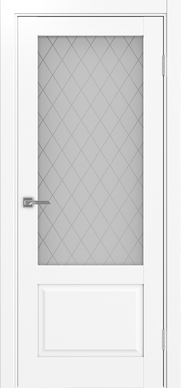 Дверь межкомнатная Оптима Порте Тоскана 640.21 ОФ3, цвет белый снежный, экошпон, стекло кристалл