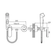 Смеситель гигиенический BELZ B55653-3 латунь, графит