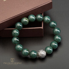 Браслет "Колесо судьбы". Тёмная морская волна. 12мм.