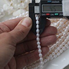 Жемчуг натуральный речной, рис, 4,8-6,5 мм, 1 нить, Ж021