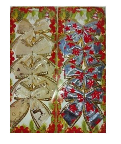 Бант новогодний БАРХАТ (h~12см) 2 вида  (цвета в ассортименте) МИКС