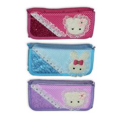 
          Пенал - косметичка Alingar, ткань, молния, боковой карман, 80 х 200 мм, "Зверята", ассорти (красный,голубой,фиолет), мишка, зайчик