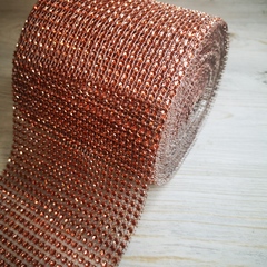 Стразовое полотно. Ширина 12 см. (24 стразы). Бежевое