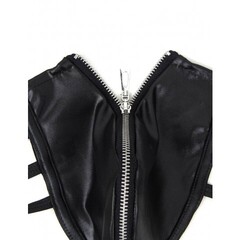 Кожаные мужские стринги Ohyeah Zipper Black, на молнии со стрепами, L