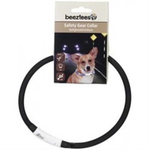 Beeztees ошейник для собак силиконовый светящийся с USB черный 70см
