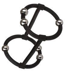 Черная клетка на пенис с бусинами Steel Beaded Silicone Enhancer Cage - 