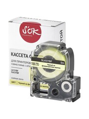 Кассета с лентой S'OK by Sakura Printing K5YBF для Epson , черный на флуоресцентном желтом, 18мм, 5м