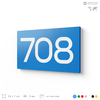 Номер на дверь 708, табличка на дверь для офиса, квартиры, кабинета, аудитории, склада, голубая 120х70 мм, Айдентика Технолоджи