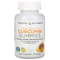 Nordic Naturals, Жевательные таблетки куркумин, манго, 200 мг, 60 жевательных таблеток