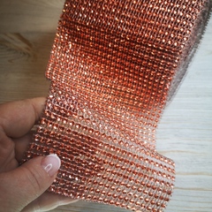 Стразовое полотно. Ширина 12 см. (24 стразы). Бежевое