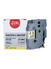 Кассета с лентой S'OK by Sakura Printing TZEFX621 для Brother P-Touch, черный на желтом, 9мм, 8м, наклейка
