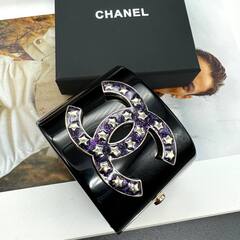 20175-Браслет манжета широкий CHANEL с лого из латуни в позолоте lux
