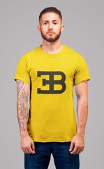 Мужская футболка с принтом Bugatti (Бугатти) желтая 002