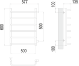 Полотенцесушитель Terminus Стандарт П6 500х600 бп500