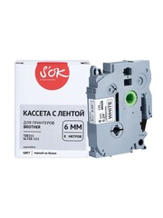 Кассета с лентой S'OK by Sakura Printing TZE211 для Brother P-Touch, черный на белом, 6мм, 8м, наклейка