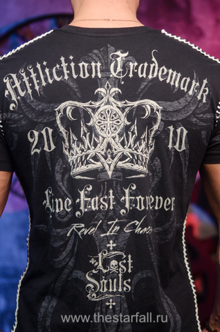 Affliction | Футболка мужская Trademark Forever Black A2319 принт на спине корона