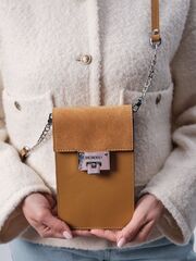 Сумка кожаная на плечо кросс-боди глина