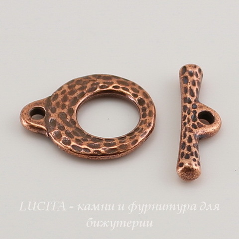 Замок - тоггл из 2х частей TierraCast 16х13 мм, 18х5 мм (цвет-античная медь) ()