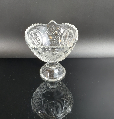 Креманка хрустальная с декором, цветы, алмазная грань, СССР винтаж 1970-1990 гг