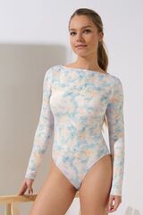 Боди с рукавами LISCA OLENA 023427 | Мраморный голубой