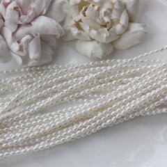 Жемчуг натуральный речной, рис, 2,8-3,8 мм, 1 нить, Ж015