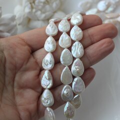 Жемчуг натуральный барочный, капля, 13,9-15,5 мм, 1 нить, Ж033