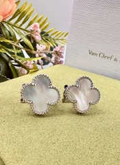 55135 - Серьги Trendy клевер из стали (lux) с агатом на английском замке