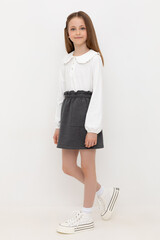 юбка  для девочки  КР 7143/темно-серый меланж к503