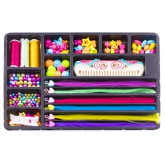 
          Набор для создания украшений-бусины Alingar, 280х200х45, "Beautiful 2", 10вид.бус,1х1,5м леска,пряди,гребень,шнур, резин. для волос, крючок, карт. уп.