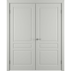 Двустворчатая распашная дверь Бриз светло-серая эмаль глухая