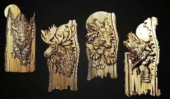 Силиконовые молды: Бык, рысь, волк, лось. Набор 4 шт