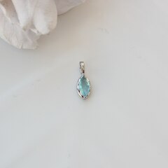 Подвеска Маркиз с голубым фианитом, 14*5 мм, родий, П386