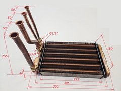 Теплообменник битермический (24кВт) для BOSCH Gaz 4000W (на гайках!) (арт. 87154065460)