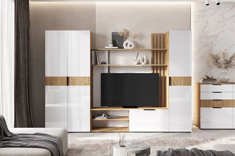 Гостиная Роджина №3 Белый глянец/Дуб крафт