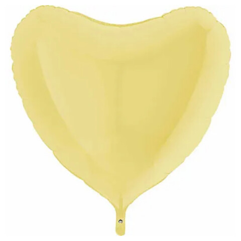 Воздушный шар сердце большое, желтый пастель матовый, 91 см