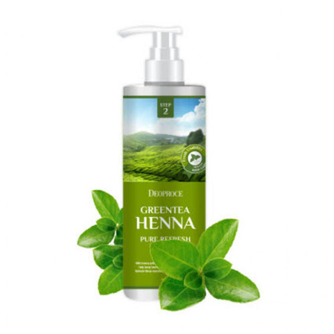 Deoproce Green Tea Henna Pure Refresh Rinse - Бальзам для волос с зеленым чаем и хной