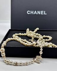 52015- Колье бусы  длинные из жемчуга в стиле CHANEL